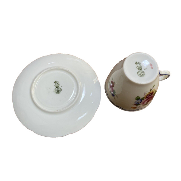 Vintage Royal Doulton Floral Demitasse Cup & Saucer Set England Cottage Core - Picture 4 of 8